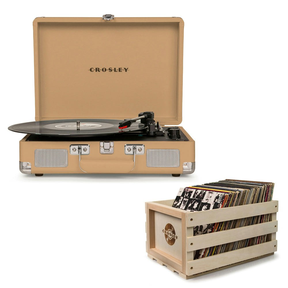 Crosley Cruiser Light Tan - Bluetooth Turntable & Record Storage Crate