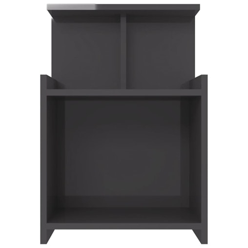 NNEVL Bed Cabinet High Gloss Grey 40x35x60 cm Chipboard NNEVL Bed Cabinet High Gloss Grey 40x35x60 cm Chipboard