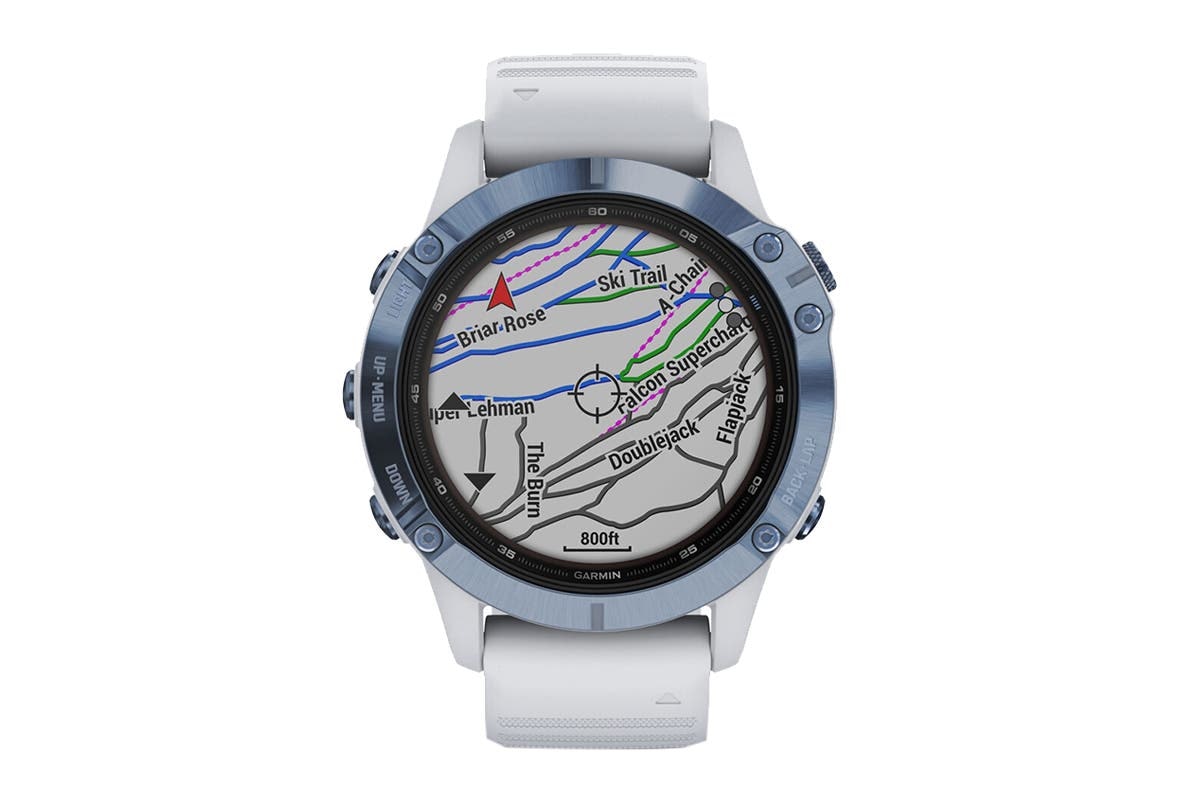 Garmin Fenix 6 Pro Solar (Mineral Blue with Whitestone Band) - International Model