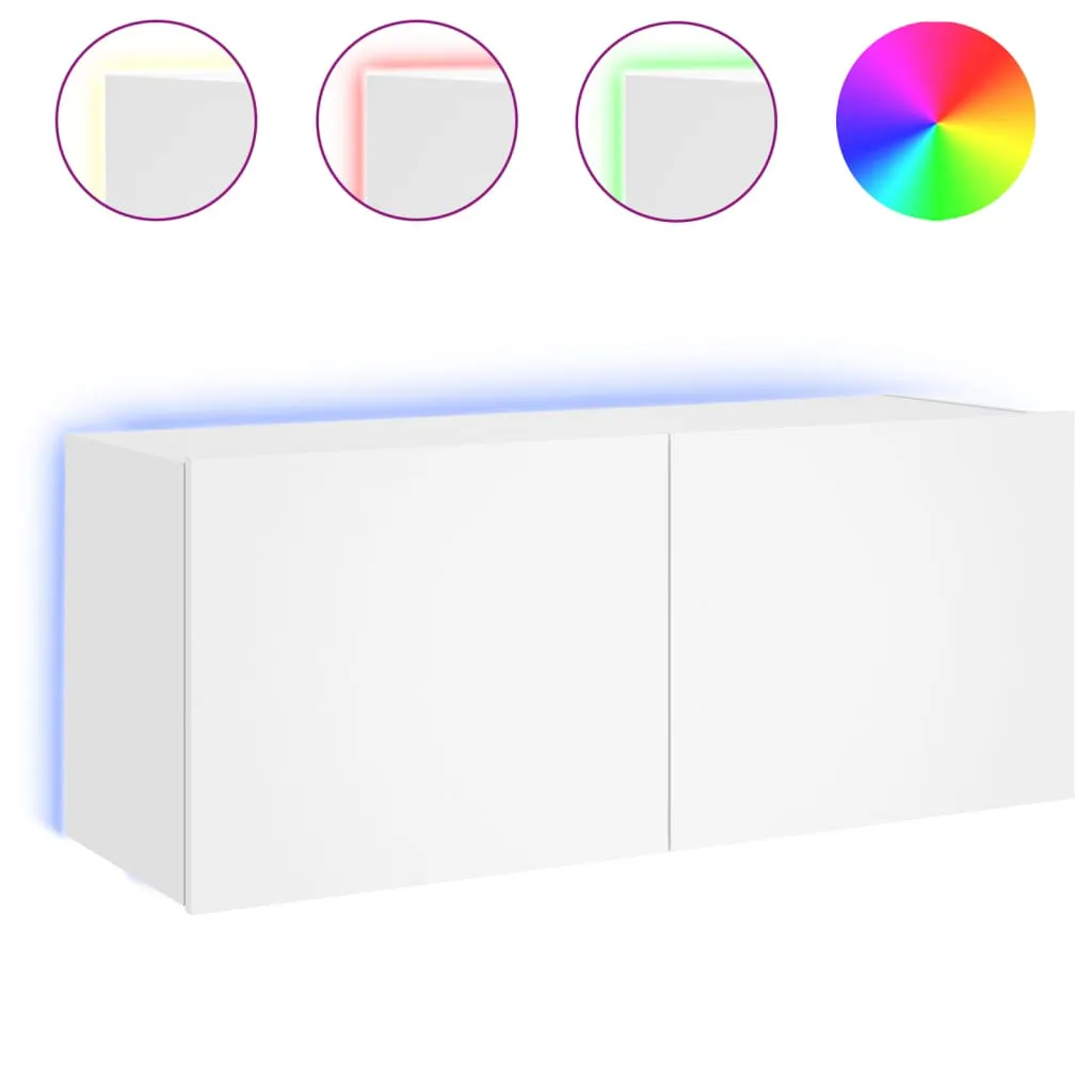 TV Wall Cabinet with LED Lights White 100x35x41 cm 837323 TV Wall Cabinet with LED Lights White 100x35x41 cm 837323