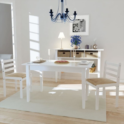 NNEVL Dining Chairs 2 pcs White Solid Rubber Wood and Velvet NNEVL Dining Chairs 2 pcs White Solid Rubber Wood and Velvet