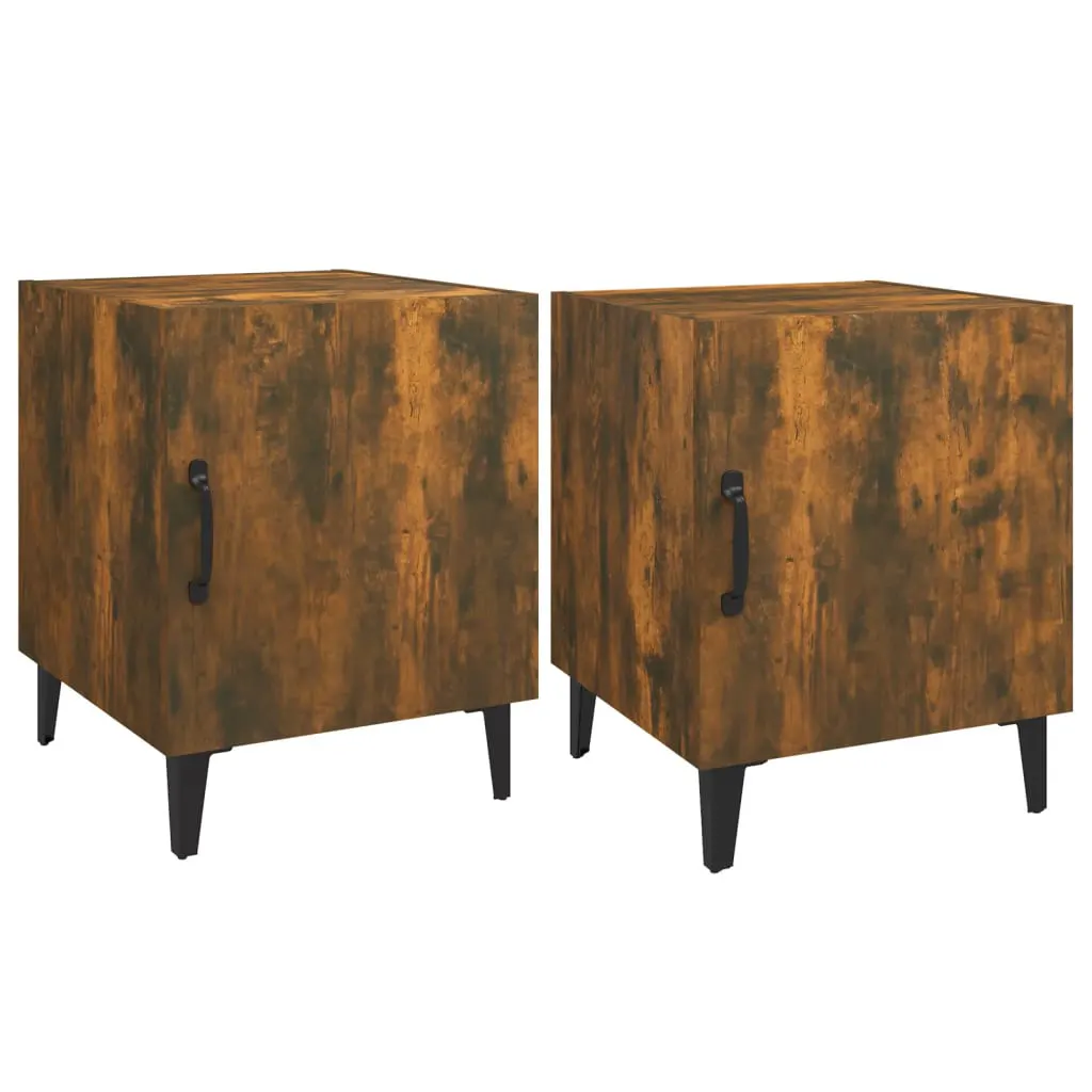 Bedside Cabinets 2 pcs Smoked Oak Engineered Wood 817316 Bedside Cabinets 2 pcs Smoked Oak Engineered Wood 817316