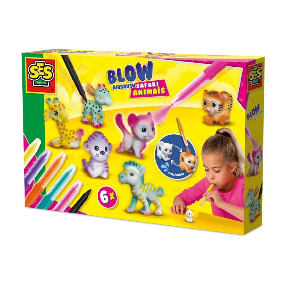 SES Creative Blow Airbrush Pens - Safari Animals 6x