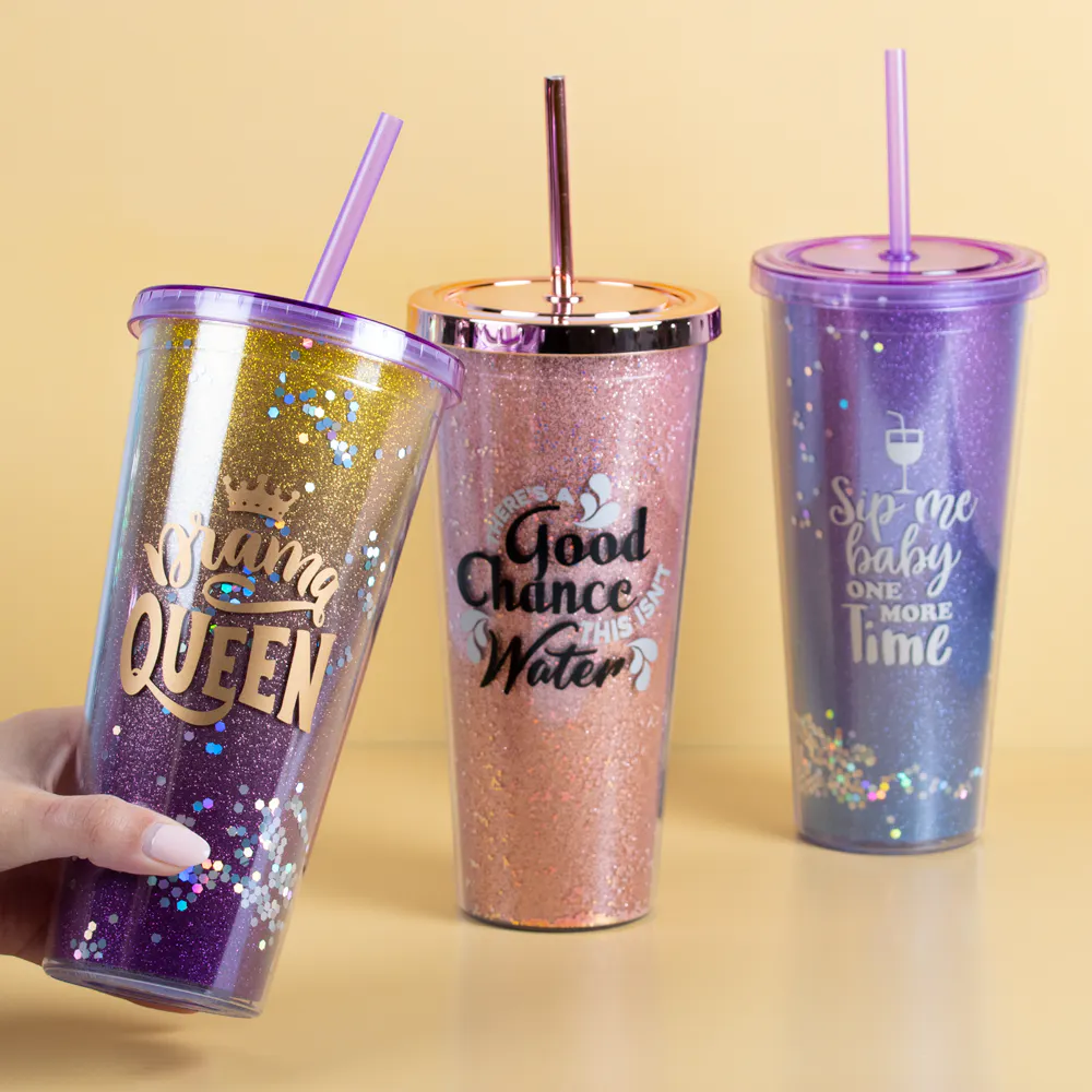 Glitter Sipper Cup Ombre Drama Queen Yellow & Pink