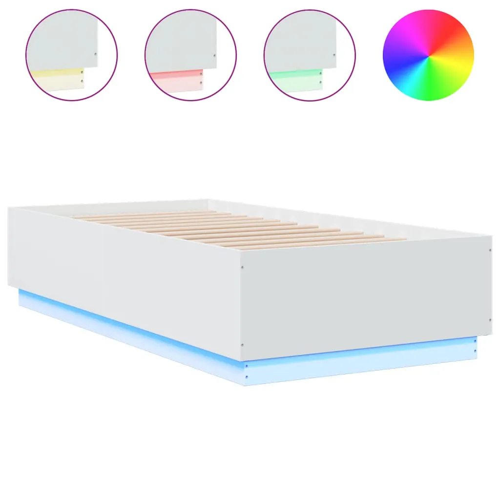 Bed Frame with LED Lights White 90x190 cm Engineered Wood 3209660 Bed Frame with LED Lights White 90x190 cm Engineered Wood 3209660