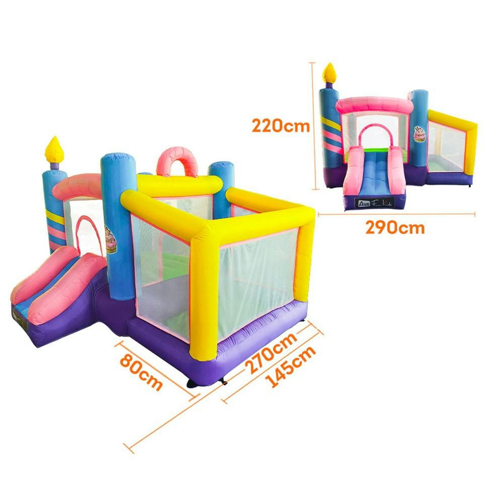 Donut Bouncy Inflatable Castle Kids Home Amusement Playground w/ Ball Playing Area Slide