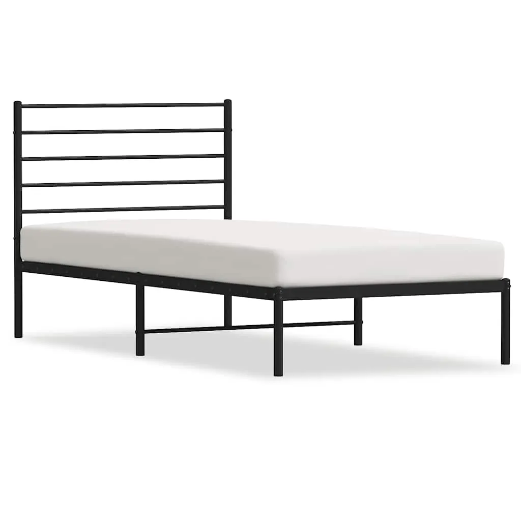 Metal Bed Frame without Mattress with Headboard Black 107x203 cm King Single 352315 Metal Bed Frame without Mattress with Headboard Black 107x203 cm King Single 352315