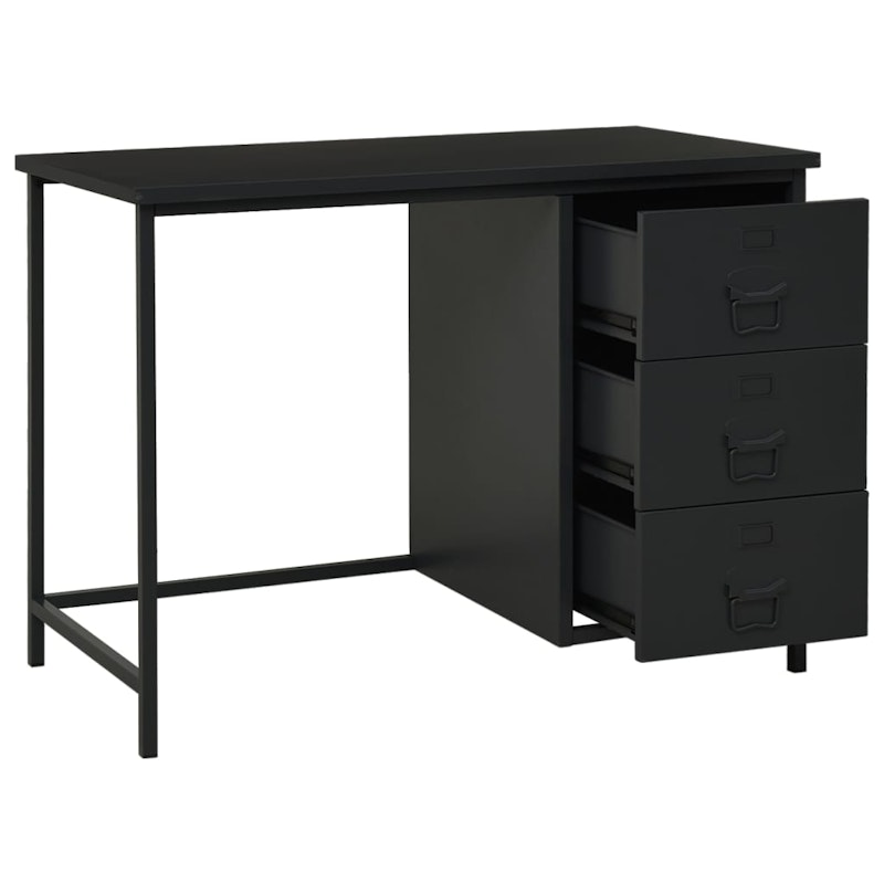 NNEVL Industrial Desk with Drawers Black 105x52x75 cm Steel image number null