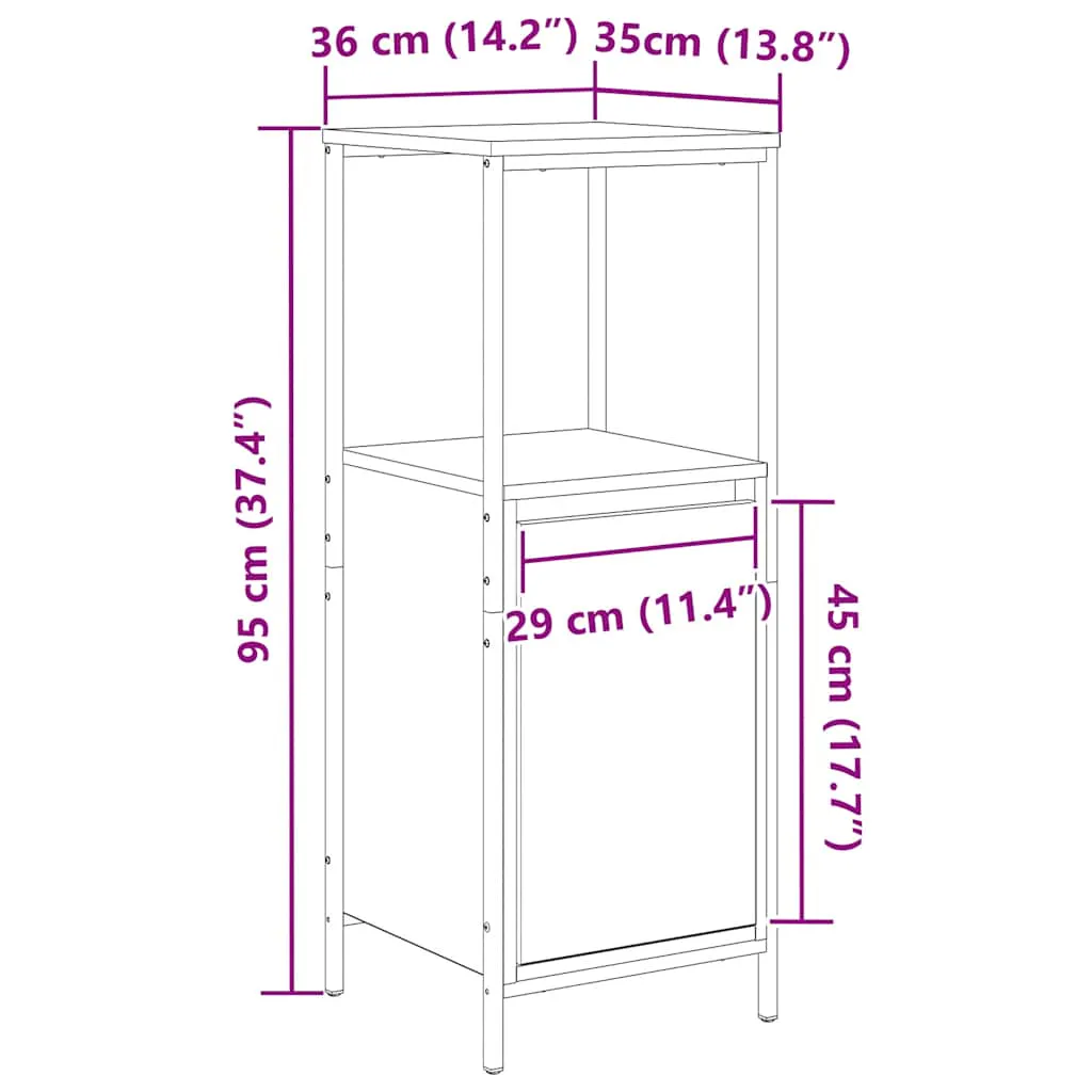 Bathroom Cabinet with Shelves Black Oak 36x35x95 cm 861912