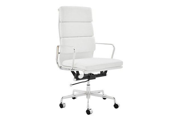 NNEKGE Replica Eames Group StandardPadded High Back Office Chair (White Leather) image number null