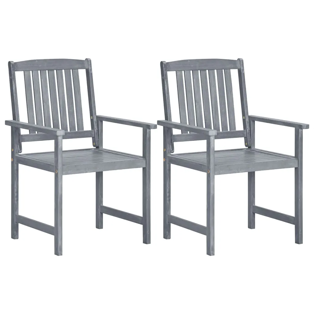 Garden Chairs 2 pcs Grey Solid Acacia Wood 45944 Garden Chairs 2 pcs Grey Solid Acacia Wood 45944