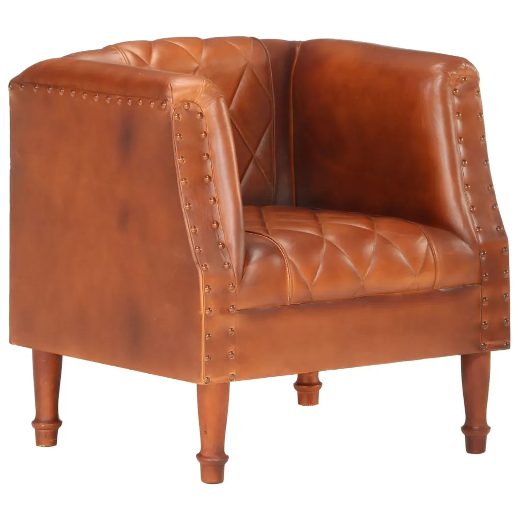 Tub Chair Brown Real Goat Leather 286616 Tub Chair Brown Real Goat Leather 286616