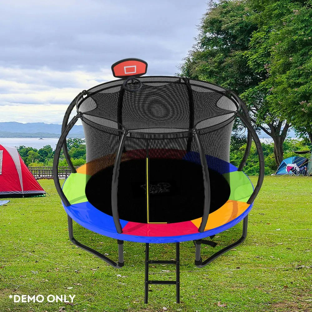 Pop Master 12FT Curved Trampoline Basketball Hoop Ladder PE Sunshade Cover
