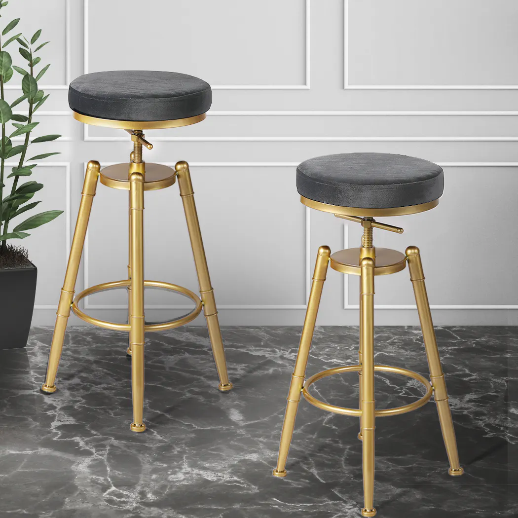 Levede 2x Bar Stools Velvet Kitchen Stool Chair Swivel Barstools Padded Seat Levede 2x Bar Stools Velvet Kitchen Stool Chair Swivel Barstools Padded Seat