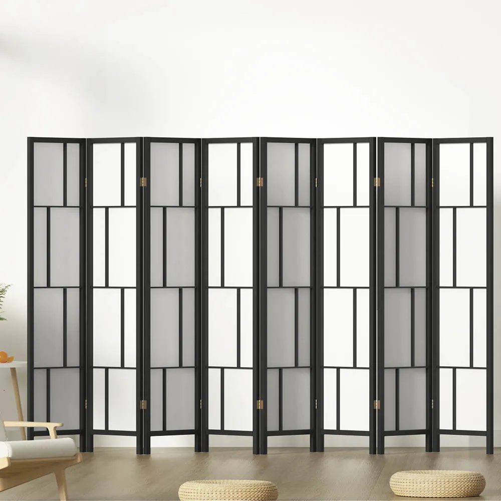 Artiss Room Divider Screen 8 Panel Foldable Wooden Divider Ashton Black Artiss Room Divider Screen 8 Panel Foldable Wooden Divider Ashton Black