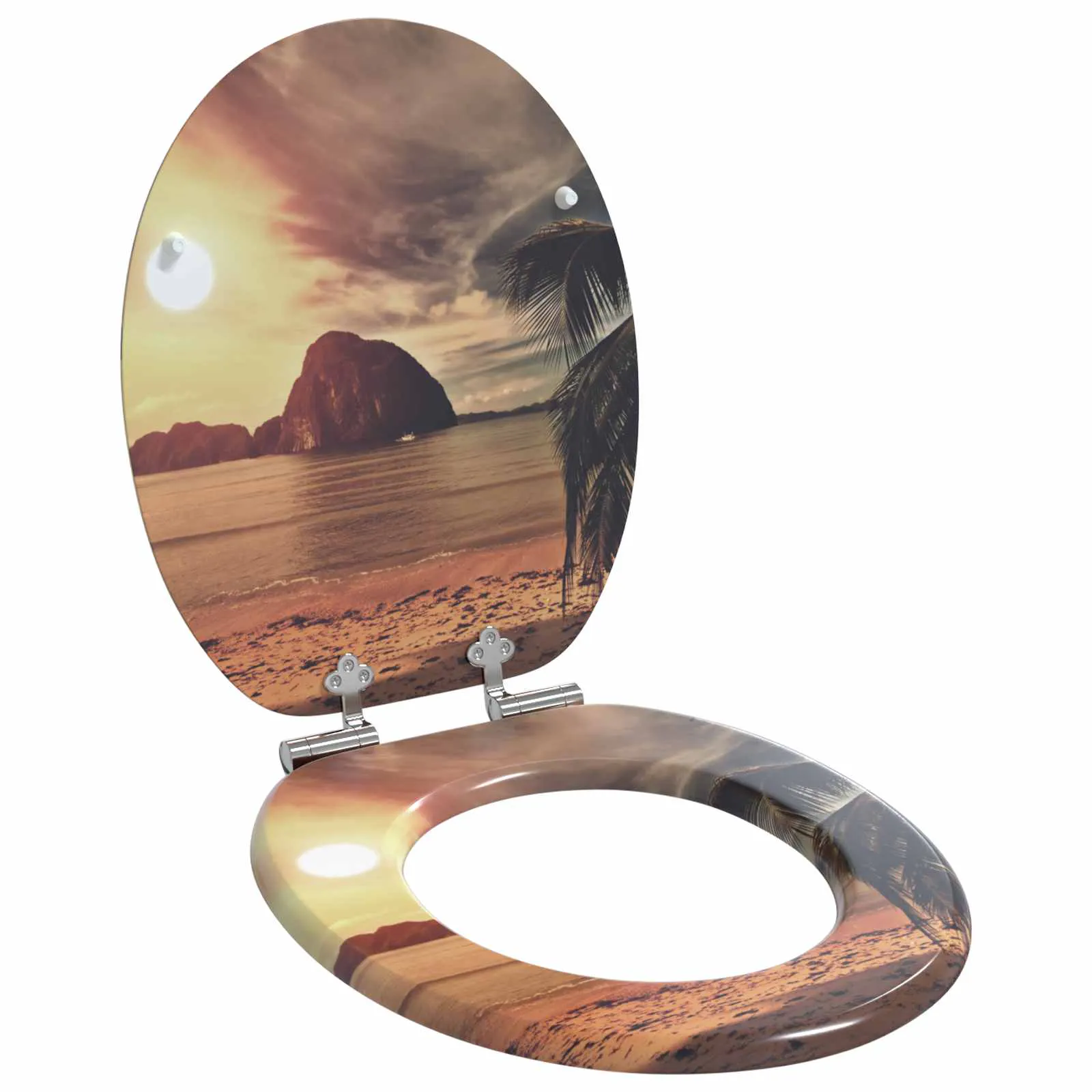 Soft-Close Toilet Seat Orange 44 x 38 cm MDF board 42027191 Soft-Close Toilet Seat Orange 44 x 38 cm MDF board 42027191