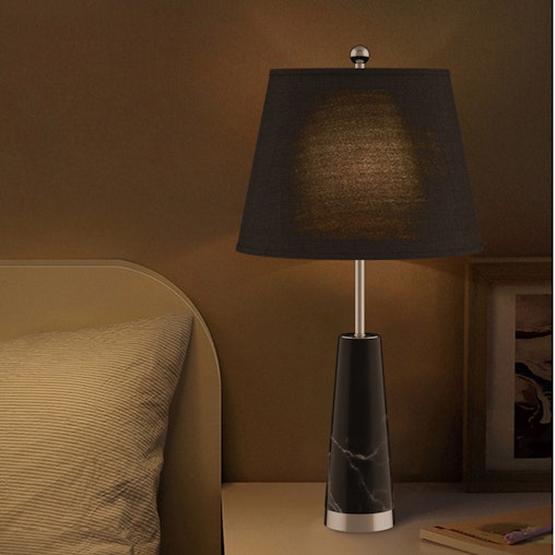 SOGA 4X 68cm Black Marble Bedside Desk Table Lamp Living Room Shade with Cone Shape Base SOGA 4X 68cm Black Marble Bedside Desk Table Lamp Living Room Shade with Cone Shape Base