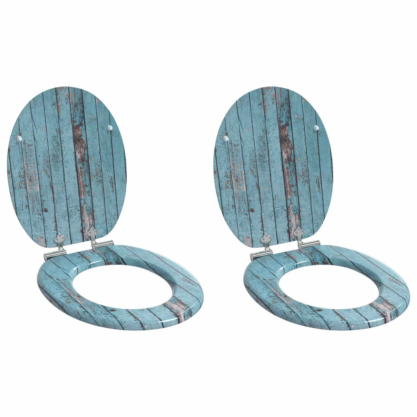 Soft-Close Toilet Seat 2 pcs Blue 44 x 38 cm MDF board 3414537 Soft-Close Toilet Seat 2 pcs Blue 44 x 38 cm MDF board 3414537