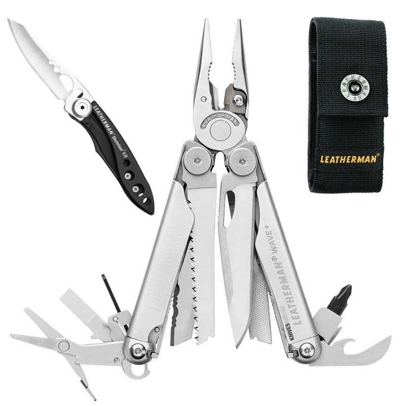 Leatherman Wave + Plus Stainless Multi-Tool & Nylon Sheath & Skeletool Kbx image number null