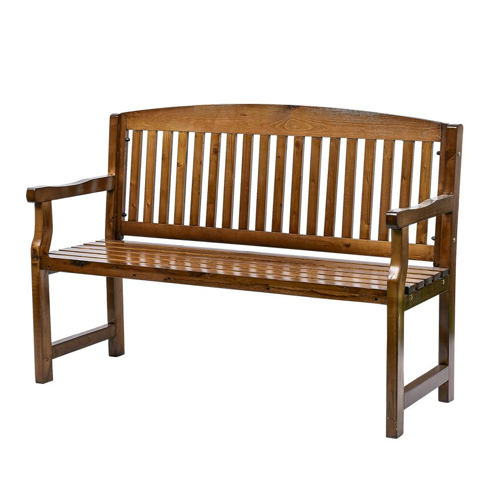 Furb Garden Bench 2 Seat Wooden Outdoor Chair Loveseat Park Patio Furniture Lounge Backyard Brown Furb Garden Bench 2 Seat Wooden Outdoor Chair Loveseat Park Patio Furniture Lounge Backyard Brown