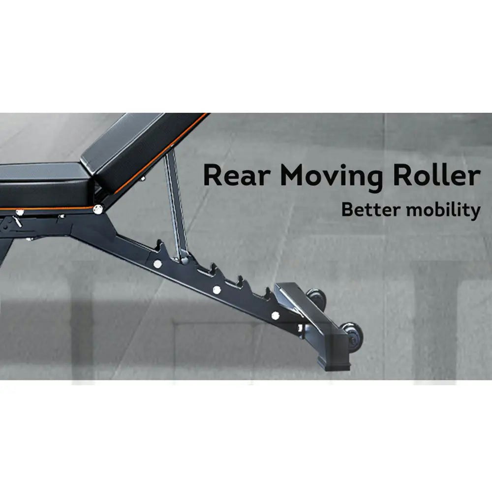 JMQ Fitness B6 Bench Dumbbell Weight Bench Incline Home Fitness Gym Equipment Rear Moving Roller