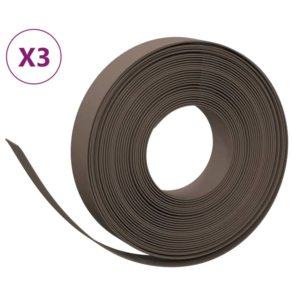 Garden Edgings 3 pcs Brown 10 m 10 cm Polyethylene 3155437 Garden Edgings 3 pcs Brown 10 m 10 cm Polyethylene 3155437