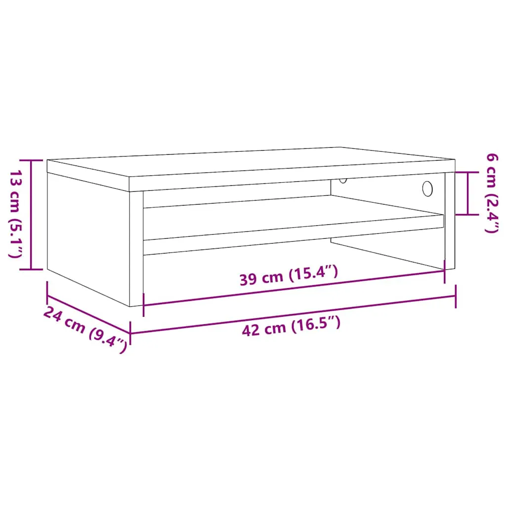 Monitor Stand Grey 42x24x13 cm Engineered Wood 800218