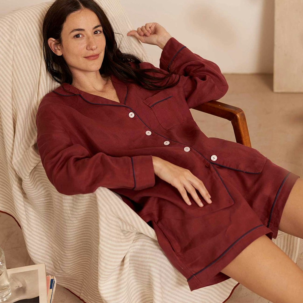 Piglet in Bed Cherry Linen Pyjama Shorts