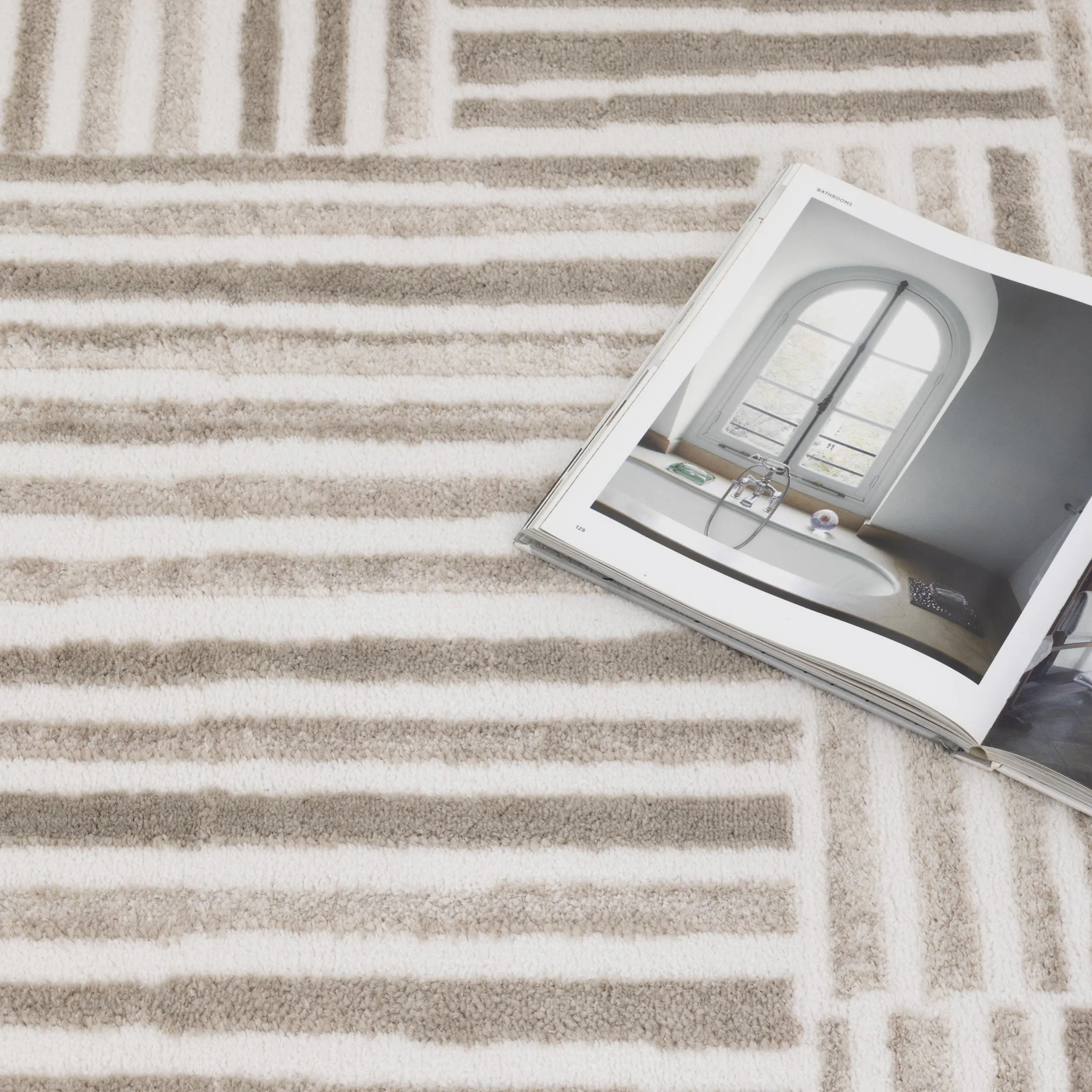 Wellington Geometric Lines Beige Rug - W003