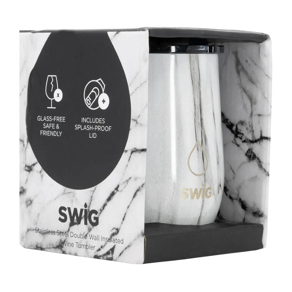 Swig Wine Tumbler White Marble