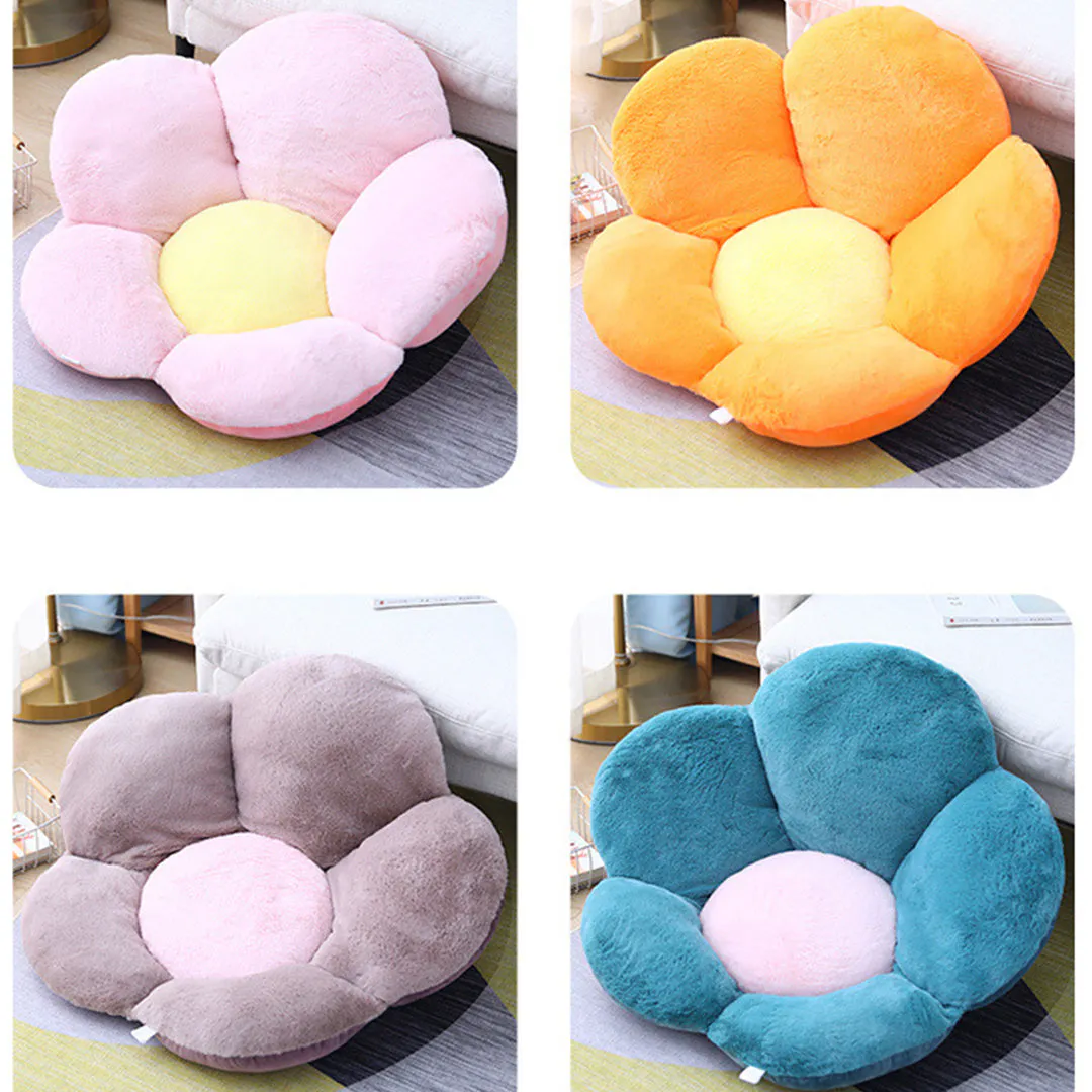 Soga Pink Whimsical Big Flower Shape Cushion Soft Leaning Bedside Pad Floor Plush Pillow Home Decor