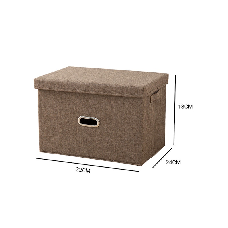 SOGA Coffee Small Foldable Canvas Storage Box Cube Clothes Basket Organiser Home Decorative Box image number null