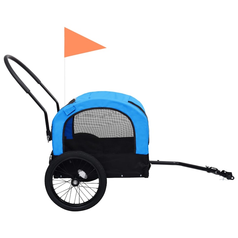 NNEVL 2-in-1 Pet Bike Trailer and Jogging Stroller Blue and Black image number null