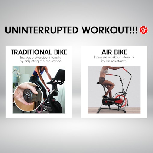 Powertrain Air Resistance Fan Exercise Bike for Cardio - Red Powertrain Air Resistance Fan Exercise Bike for Cardio - Red