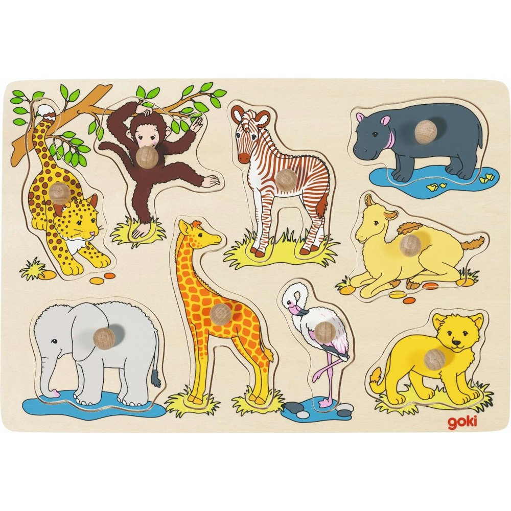 Goki Lift-out Puzzle - African Baby Animals