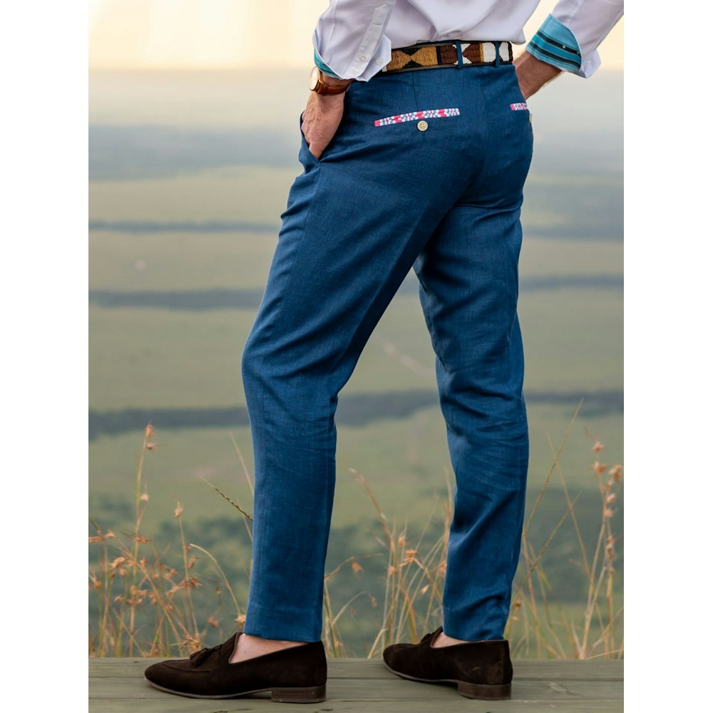 Koy Clothing Teal Linen Blend Suit Trousers