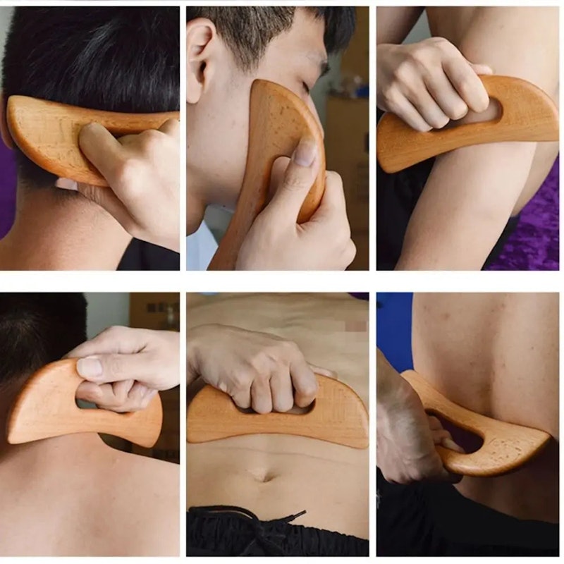 NNEOBA 2pcs Wooden Gua Sha Scraping Massage Tool Beech Wood Natural image number null