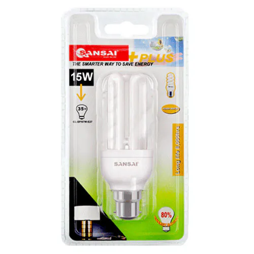 Sansai 15W B22/BC Daylight Energy Saving Lamp Globe Bayonet Night Light Bulb WHT