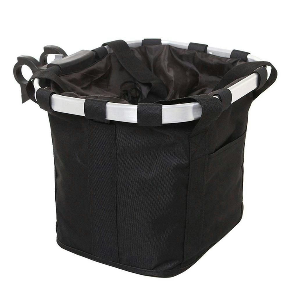 AKEZ Foldable Aluminium Alloy Frame Bike Front Basket Detachable Bag Pet Storage E-Bike Bicycle Accessories - Black