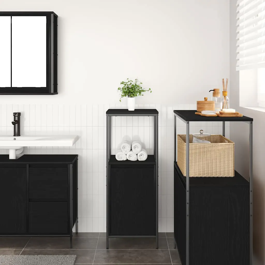 Bathroom Cabinet with Shelves Black Oak 36x35x95 cm 861912
