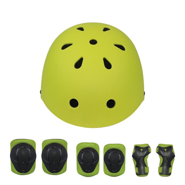 AKEZ 7 Pieces Children's Scooter Skating Skateboard Protective Gear Set Helmet Knee Elbow Pads