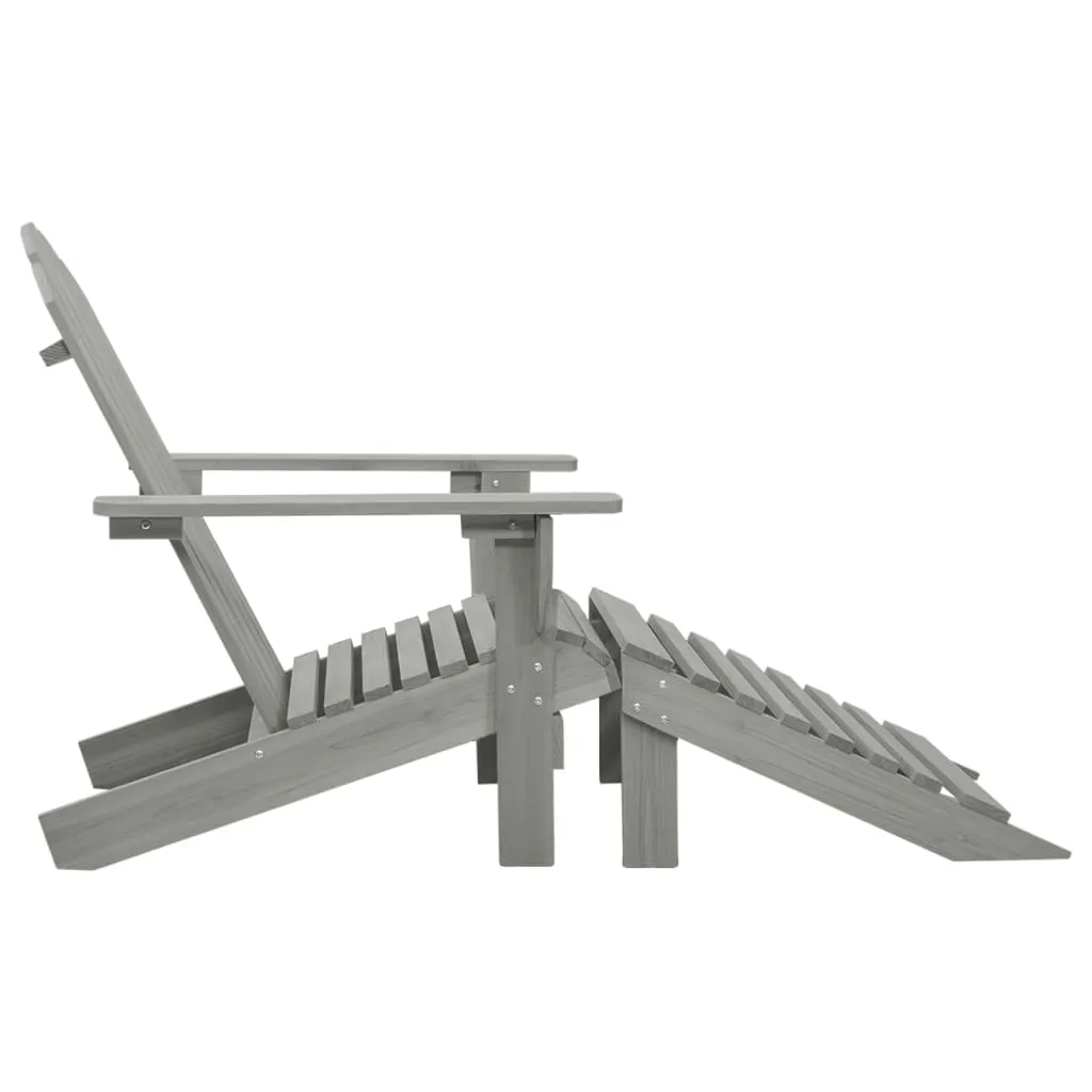 Garden Chair with Ottoman Wood Grey 45700