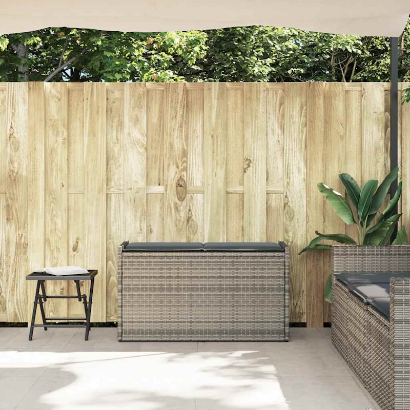 vidaXL Outdoor Storage Bench with Cushion Grey 100 cm Poly Rattan image number null