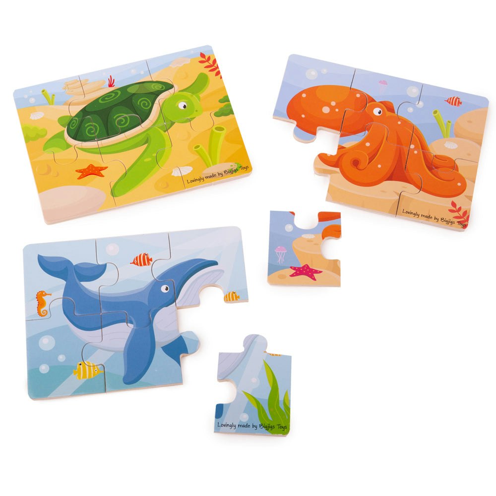 Bigjigs Toys Sealife (6 Piece Puzzles) - 3 Puzzles