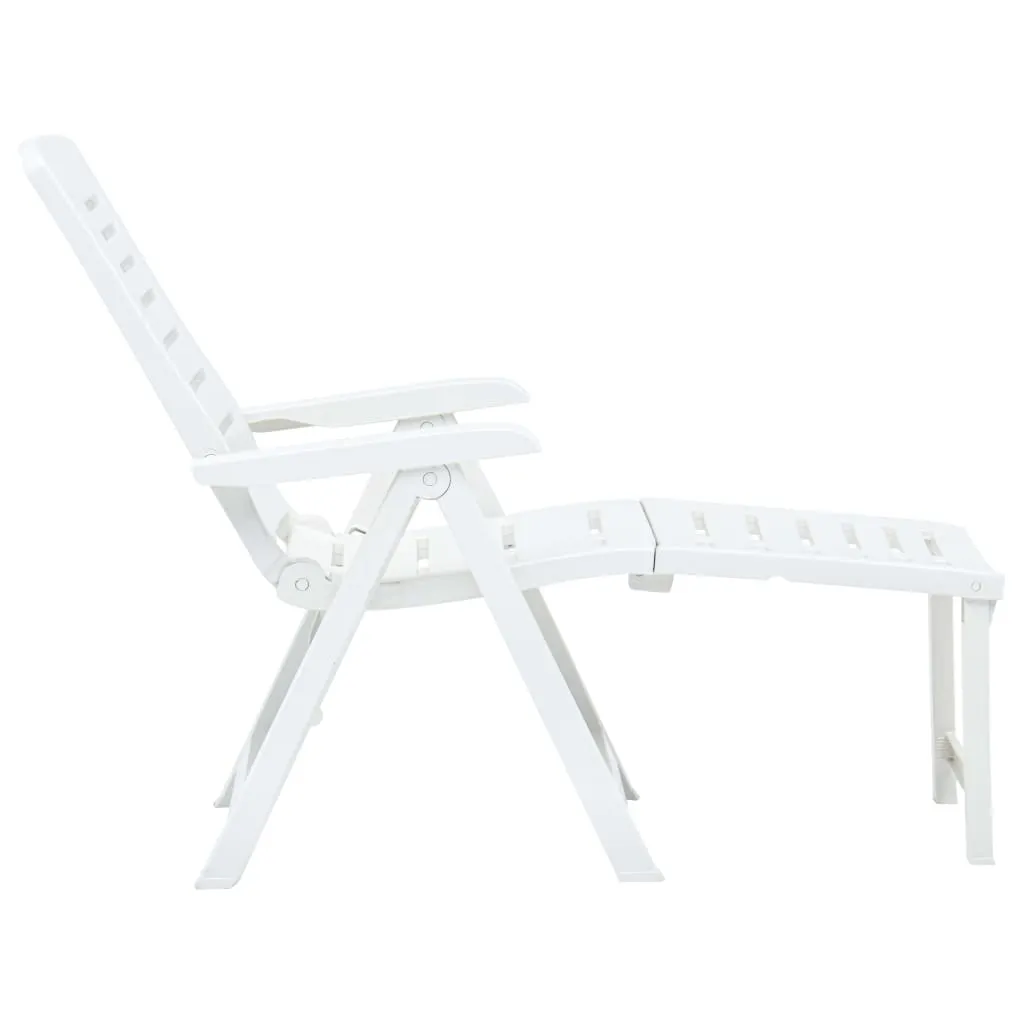 Folding Sun Lounger Plastic White 48757