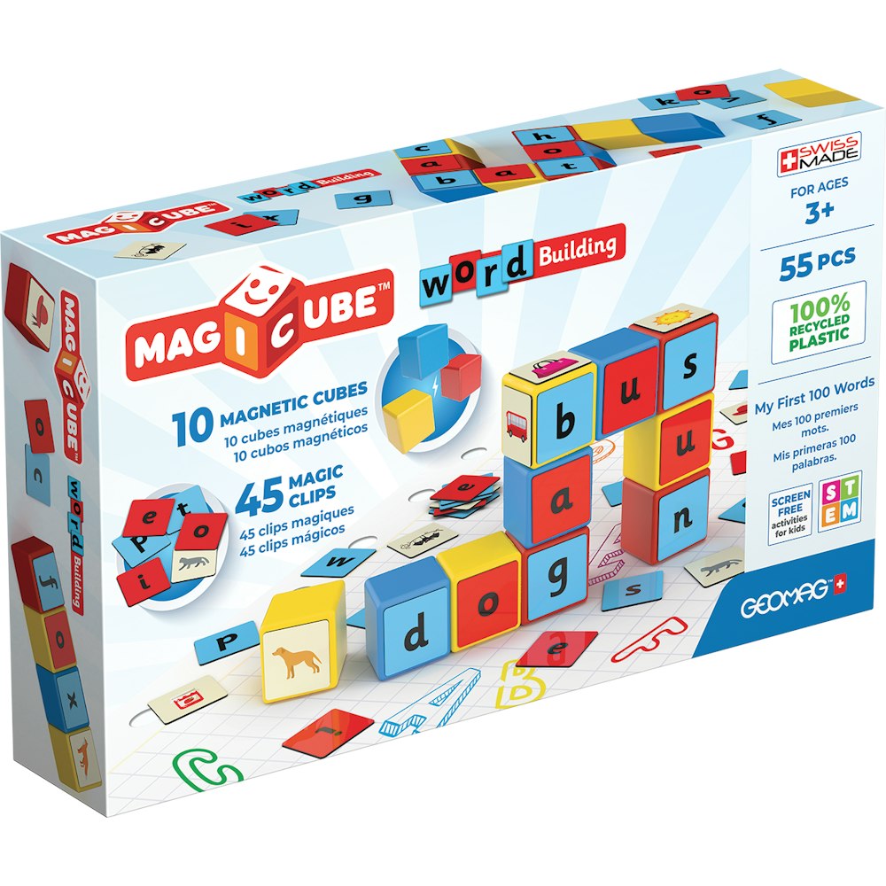 Geomag magicube magnetic shapes word builder - 55 pieces