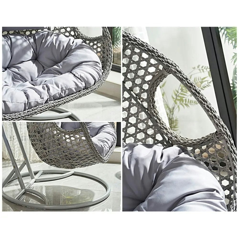 Mason Taylor 483 200kg Weight Capacity PE Rattan Double Swing Chair Water Drop Shape Chair outdoor furniture hanging chair