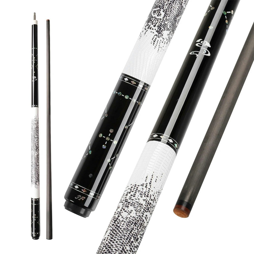 Konllen JF-STAR 147CM 2-Piece Pool Cue Ebony Wood 18.5-20OZ Billiard Cue - White&Black