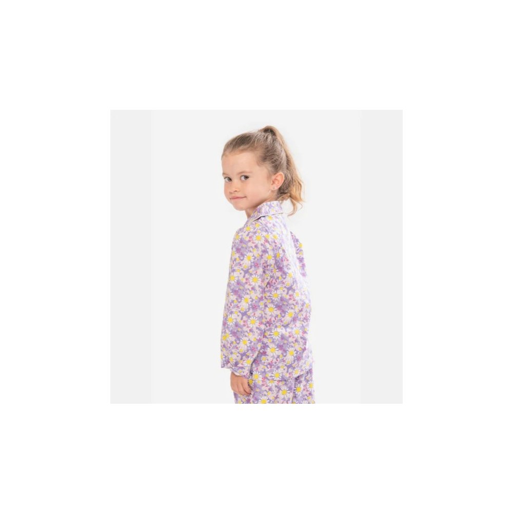 Luca and Rosa Dizzy Daisy Print Girls Button Pyjamas