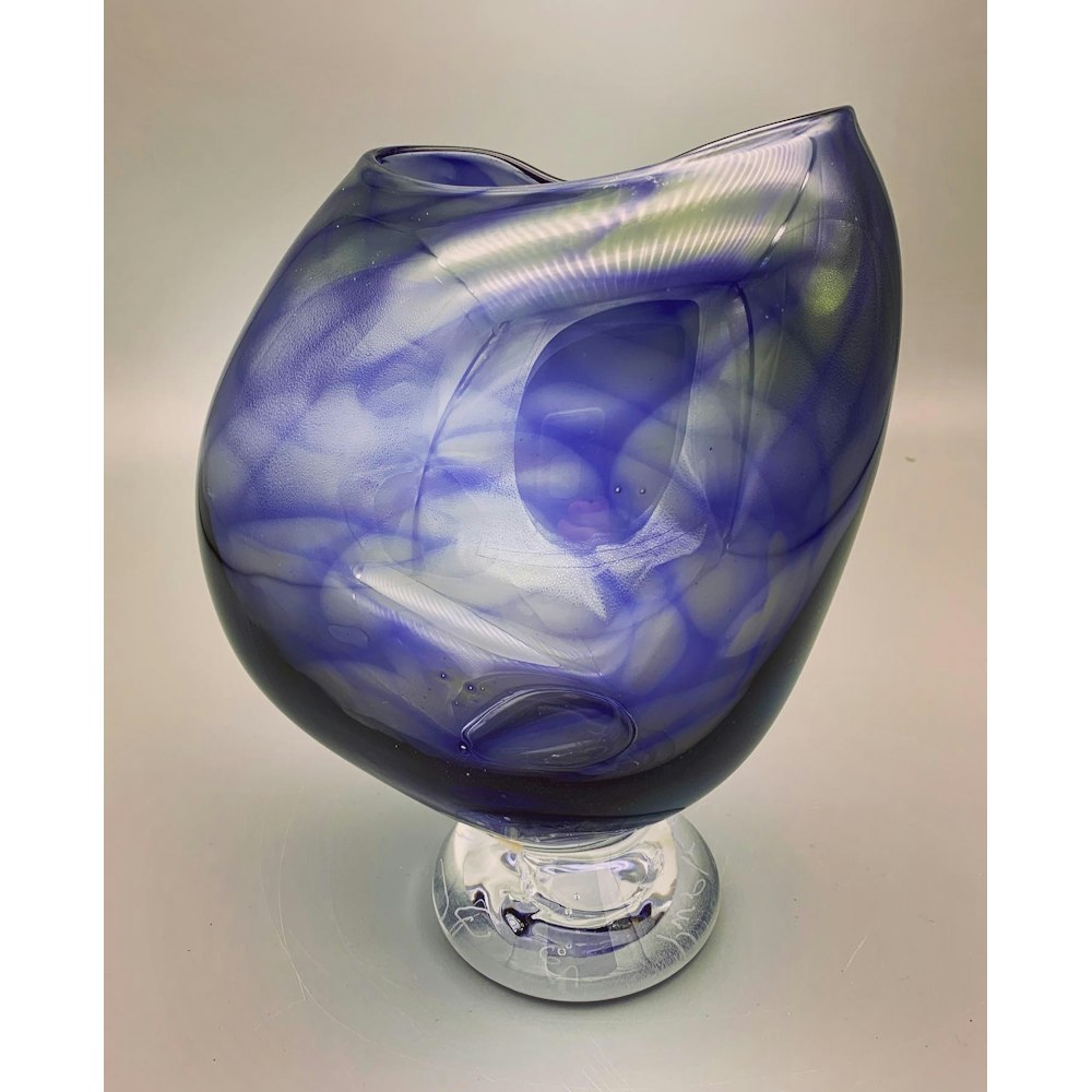 David M Flower Footed Sculptural Vase In Purple Haze Pattern
